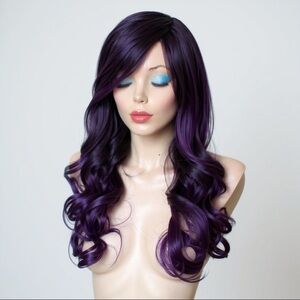 Curly purple with bangs